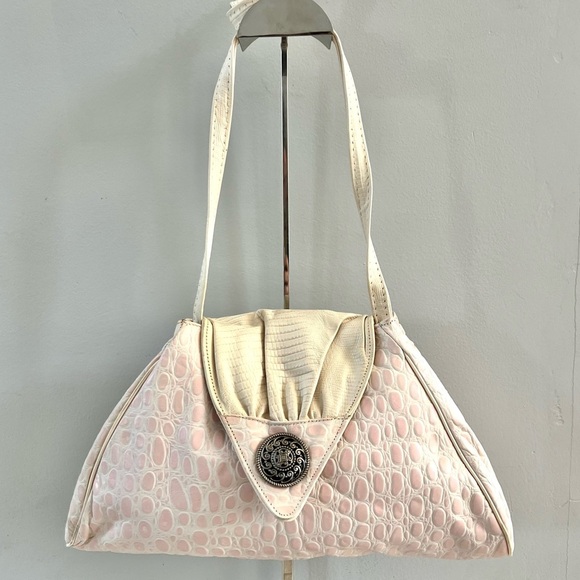 Handbags - Vintage 1980s Unique Leather Crossbody Bag Pink Oversized Clutch Bags by Hala